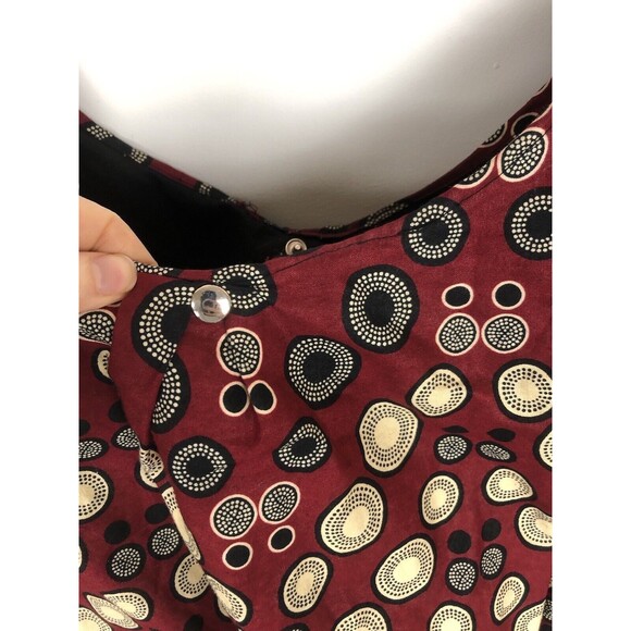 African Print Red Cream Black Circle Crossbody Bag Purse - Picture 3 of 4